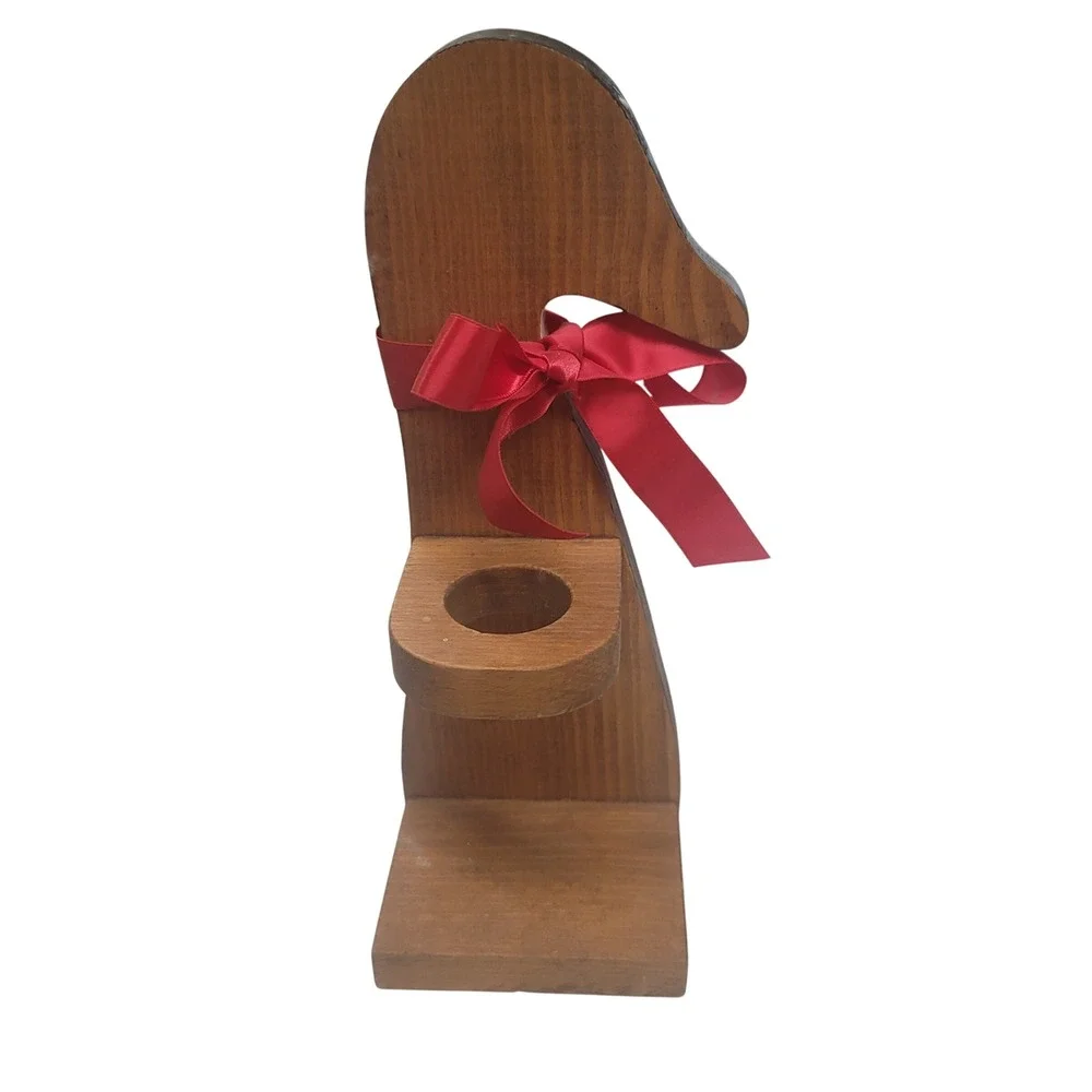 Vintage Wooden Candle Holder Handmade‎ Farmhouse Country Decor Gift